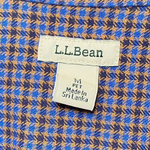 L.L. BEAN Long Sleeve Button-Up Flannel Wicked Good Top Nutmeg Blue Women’s MP - Picture 6 of 7